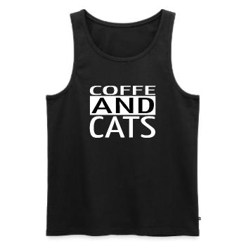 coffee cup fun cat hair tshirts - Men's Premium Organic Tank Top - black - Front - AI Model Male 178 light (178cm)