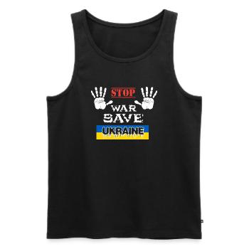 STOP WAR SAVE UKRAINE - Männer Premium Bio Tank Top - Schwarz - Vorne - AI Model Male 178 light (178cm)