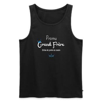 Promu grand frère en mars - annonce grossesse - Débardeur bio Premium Homme - noir - Devant - Michal (187cm)