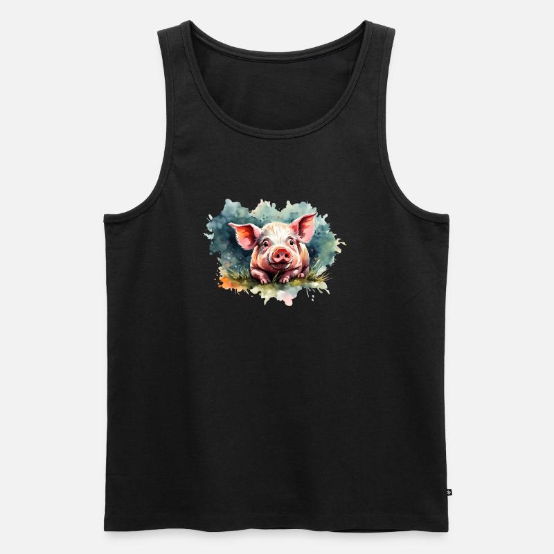 Süßes Schweinchen - Männer Premium Bio Tank Top - Schwarz