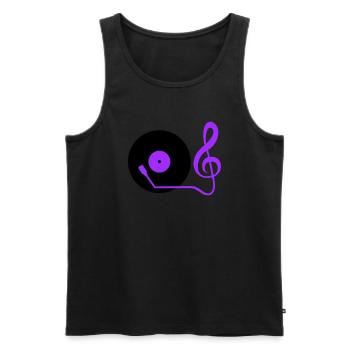 Music clef note mixer party vinyl - Men's Premium Organic Tank Top - black - Front - AI Model Male 178 light (178cm)