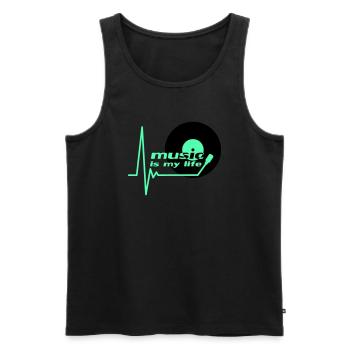 Music is my Life Pulse Heartbeat Vinyl Music Logo - Men's Premium Organic Tank Top - black - Front - AI Model Male 178 light (178cm)