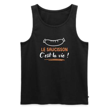 Le saucisson c'est la vie - Débardeur bio Premium Homme - noir - Devant - Michal (187cm)