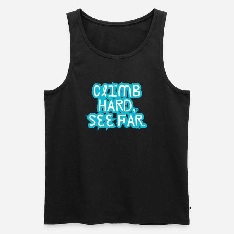 Hart klettern, weit sehen. - Männer Premium Bio Tank Top - Schwarz