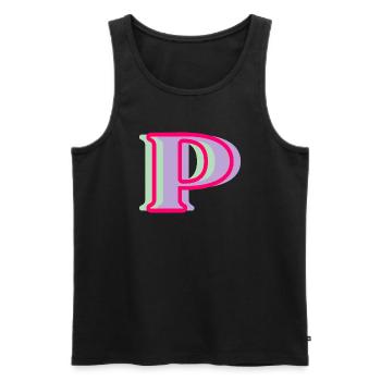Mehrfarbiger Buchstabe p - Männer Premium Bio Tank Top - Schwarz - Vorne - AI Model Male 178 light (178cm)