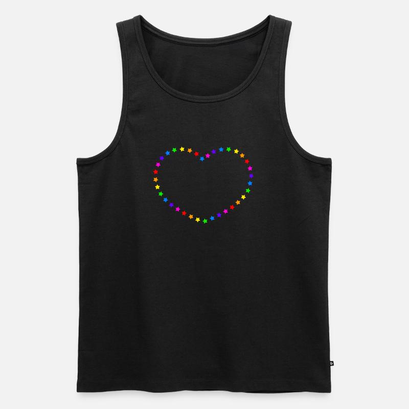 Regenbogen Herz - Männer Premium Bio Tank Top - Schwarz
