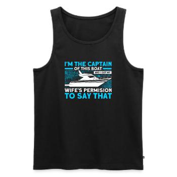 Femme Capitaine de bateau Capitaines - Débardeur bio Premium Homme - noir - Devant - Michal (187cm)