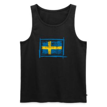 Flagge von Schweden - Männer Premium Bio Tank Top - Schwarz - Vorne - Michal (187cm)