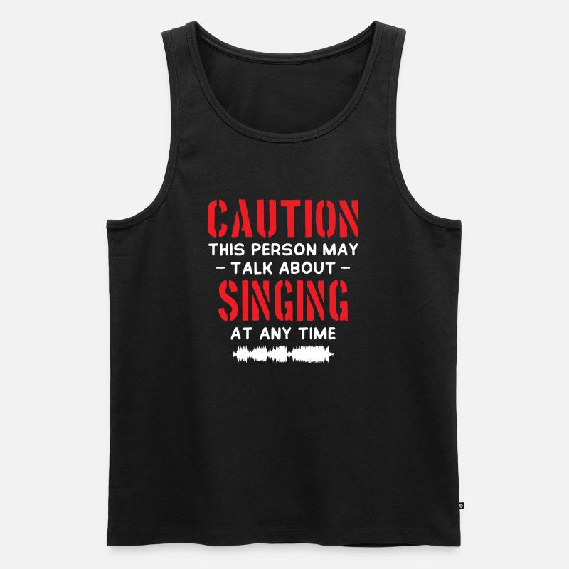 Caution Singing - Männer Premium Bio Tank Top - Schwarz