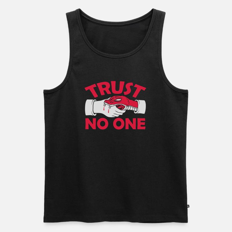 trust no one Zitat - Männer Premium Bio Tank Top - Schwarz