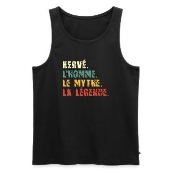 Hervé l homme le mythe la légende - Débardeur bio Premium Homme - noir - Devant - AI Model Male 178 light (178cm)