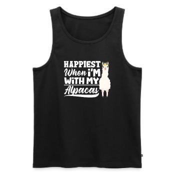 Mammals LLamas Alpaca Happiest When Im With My - Men's Premium Organic Tank Top - black - Front - Michal (187cm)