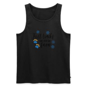 Erste Tracks... - Männer Premium Bio Tank Top - Schwarz - Vorne - AI Model Male 178 light (178cm)