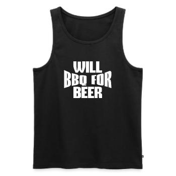 WILL BBQ FÜR BIER - Männer Premium Bio Tank Top - Schwarz - Vorne - AI Model Male 178 light (178cm)