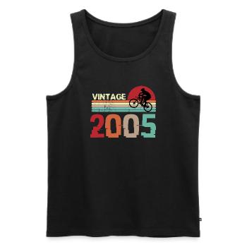 Vintage Birthday retro sunset design - Men's Premium Organic Tank Top - black - Front - AI Model Male 178 light (178cm)