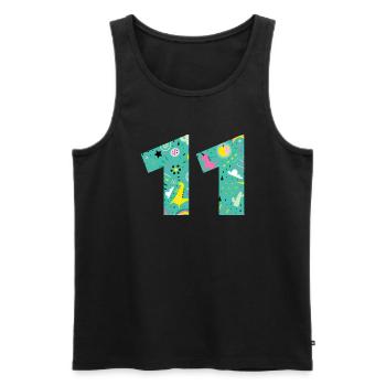 Personalisierte 11-Geburtstagsnummer - Männer Premium Bio Tank Top - Schwarz - Vorne - AI Model Male 178 light (178cm)