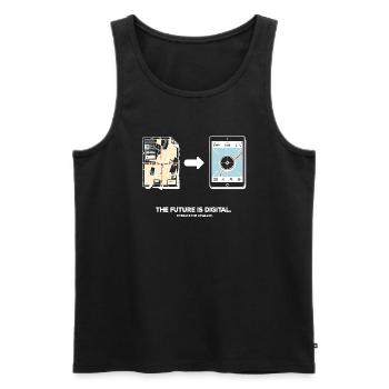 The Future is Digital Embrace The Upgrade - Men's Premium Organic Tank Top - black - Front - AI Model Male 178 light (178cm)