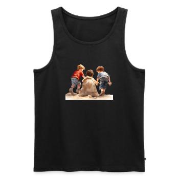 Sackhüpfen, ein Kinderspiel aus vergangenen Zeiten - Männer Premium Bio Tank Top - Schwarz - Vorne - AI Model Male 178 light (178cm)