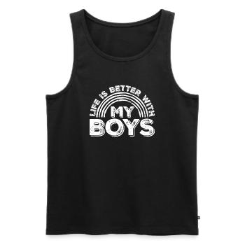 Life Is Better With My Boys - Men's Premium Organic Tank Top - black - Front - AI Model Male 178 light (178cm)