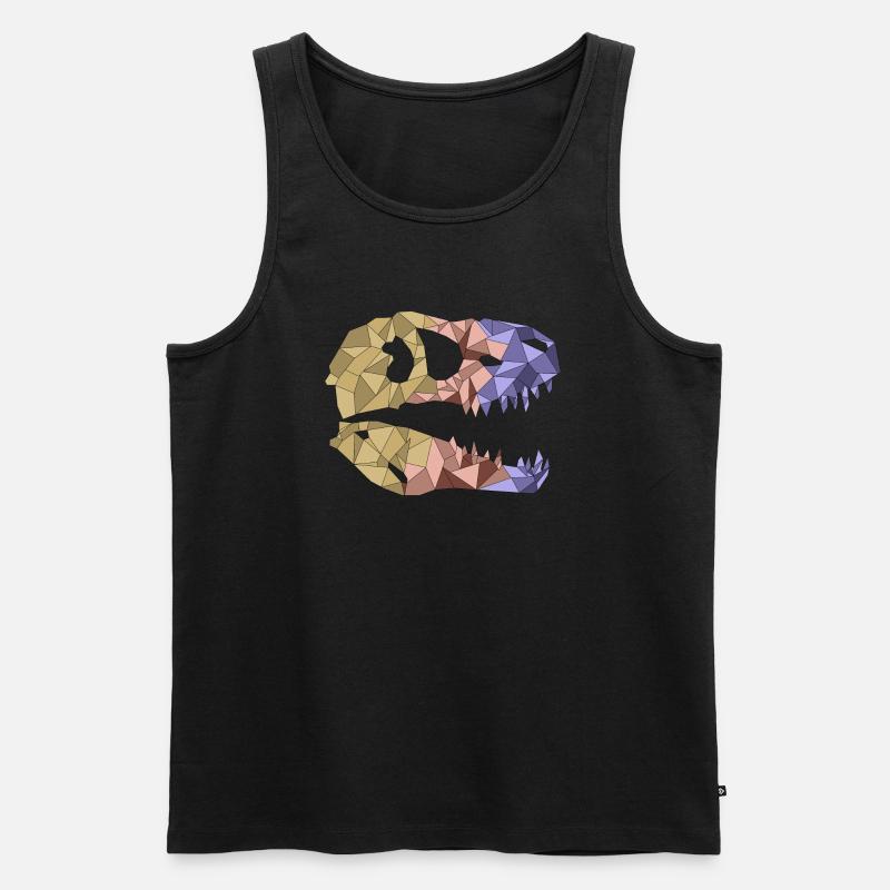 T REX SCHÄDEL geometrisch bunt - Männer Premium Bio Tank Top - Schwarz