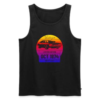 OCT 1974 - Men's Premium Organic Tank Top - black - Front - Michal (187cm)