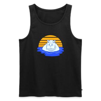 Nilpferd schwimmt Wasser Sonne Süß Comic Cartoon - Männer Premium Bio Tank Top - Schwarz - Vorne - Michal (187cm)