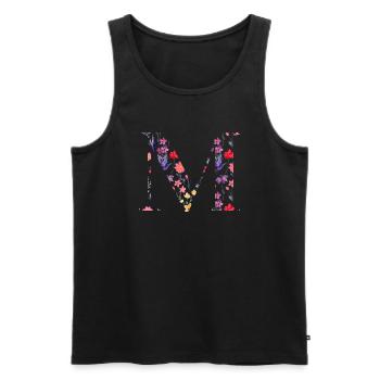 Personalized Floral Letter M - Gift Idea - Men's Premium Organic Tank Top - black - Front - AI Model Male 178 light (178cm)