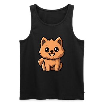 Chien Poméranien Mignon Poméranien - Débardeur bio Premium Homme - noir - Devant - Michal (187cm)