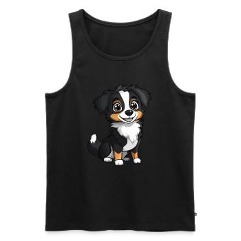 Australian Shepherd Dog Cute - Men's Premium Organic Tank Top - black - Front - Michal (187cm)
