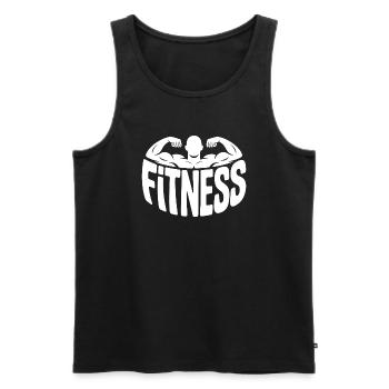 Fitness - Cooles Fitnessstudio Logo - Männer Premium Bio Tank Top - Schwarz - Vorne - Michal (187cm)