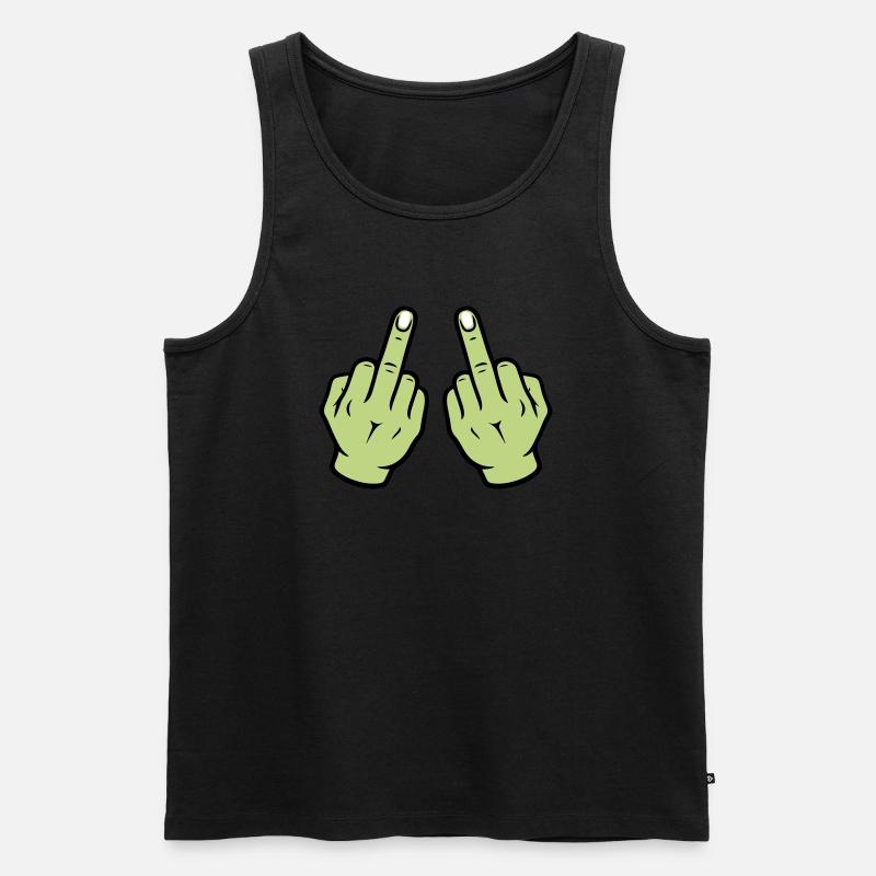 Mittelfinger Hand - Männer Premium Bio Tank Top - Schwarz