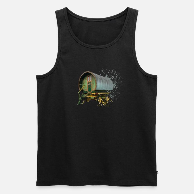 Pferd gezogen Bogen-Top-Karawane, - Männer Premium Bio Tank Top - Schwarz