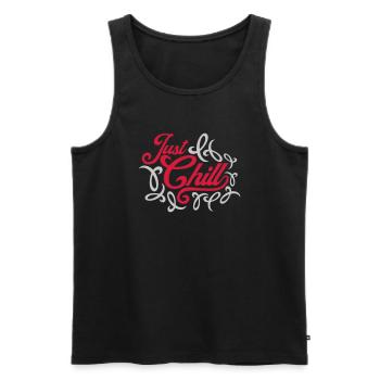 Just Chill Text Logo - Men's Premium Organic Tank Top - black - Front - AI Model Male 178 light (178cm)