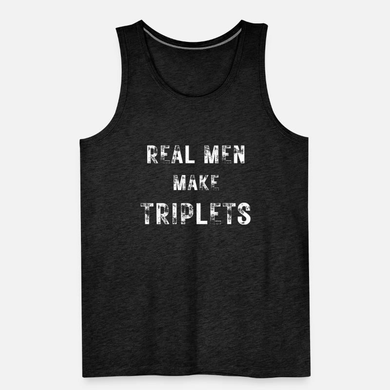 Real men make triplets with black textured text Men's Premium Organic Tank Top