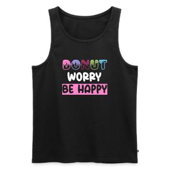 Donut worry be happy donut cool gifts sweet food - Débardeur bio Premium Homme - noir - Devant - Michal (187cm)