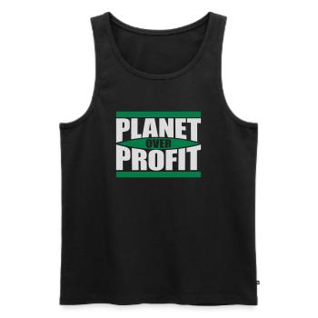 planet over profit quote - Men's Premium Organic Tank Top - black - Front - Michal (187cm)