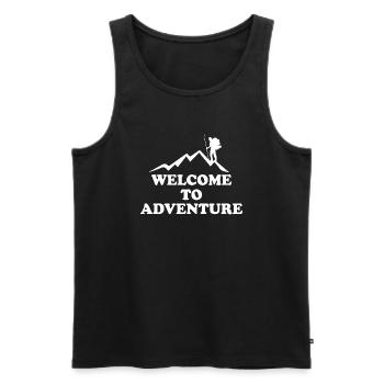 Adventure Travel Hiking Mountain - Men's Premium Organic Tank Top - black - Front - AI Model Male 178 light (178cm)