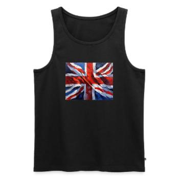 Drapeau britannique - Peinture impressionniste - Débardeur bio Premium Homme - noir - Devant - Michal (187cm)