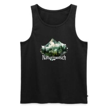Naturmensch Geschenk Wandern Dorfkinder Berg Motiv - Männer Premium Bio Tank Top - Schwarz - Vorne - Michal (187cm)