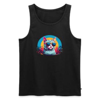 Cool Cat with Sungalsses - Men's Premium Organic Tank Top - black - Front - Michal (187cm)