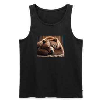 Animaux mignons en hibernation – ours brun - Débardeur bio Premium Homme - noir - Devant - AI Model Male 178 light (178cm)
