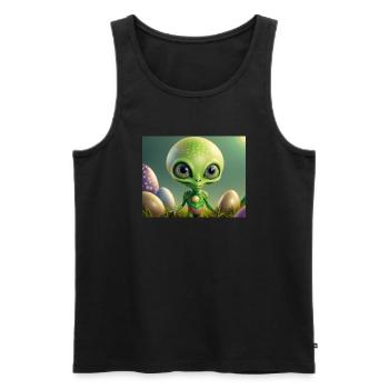 cute little green retro alien with easter eggs - Men's Premium Organic Tank Top - black - Front - Michal (187cm)