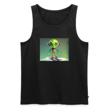 mignon petit vert rétro vintage alien skie - Débardeur bio Premium Homme - noir - Devant - AI Model Male 178 light (178cm)