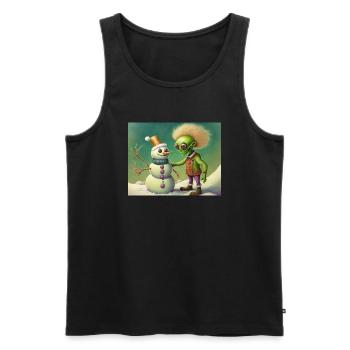 Alien baut einen Schneemann - Männer Premium Bio Tank Top - Schwarz - Vorne - AI Model Male 178 light (178cm)