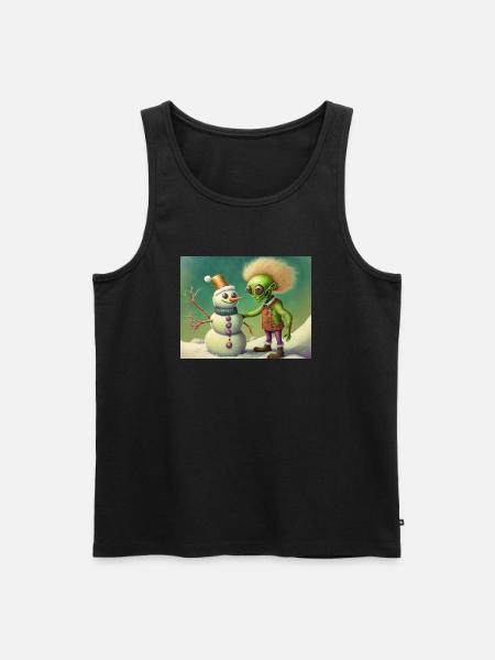 alien is building a snowman - Men's Premium Organic Tank Top - black