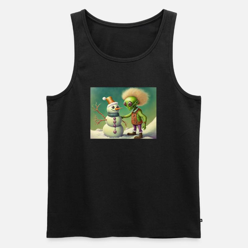 Alien baut einen Schneemann - Männer Premium Bio Tank Top - Schwarz