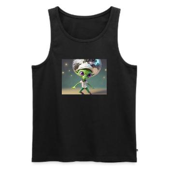 cute little green retro vintage alien everyday - Men's Premium Organic Tank Top - black - Front - Michal (187cm)