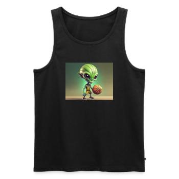 mignon petit vert rétro vintage alien basket-ball - Débardeur bio Premium Homme - noir - Devant - Michal (187cm)