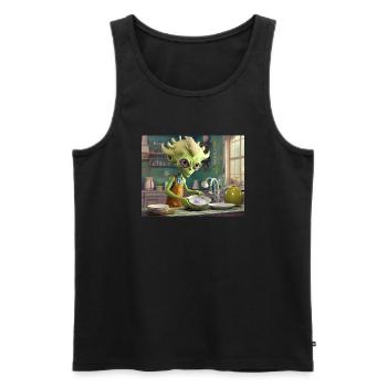 cute little green retro vintage alien everyday - Men's Premium Organic Tank Top - black - Front - Michal (187cm)