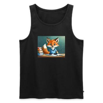 mignon petit renard démon de la vie quotidienne - est en train de lire - Débardeur bio Premium Homme - noir - Devant - AI Model Male 178 light (178cm)